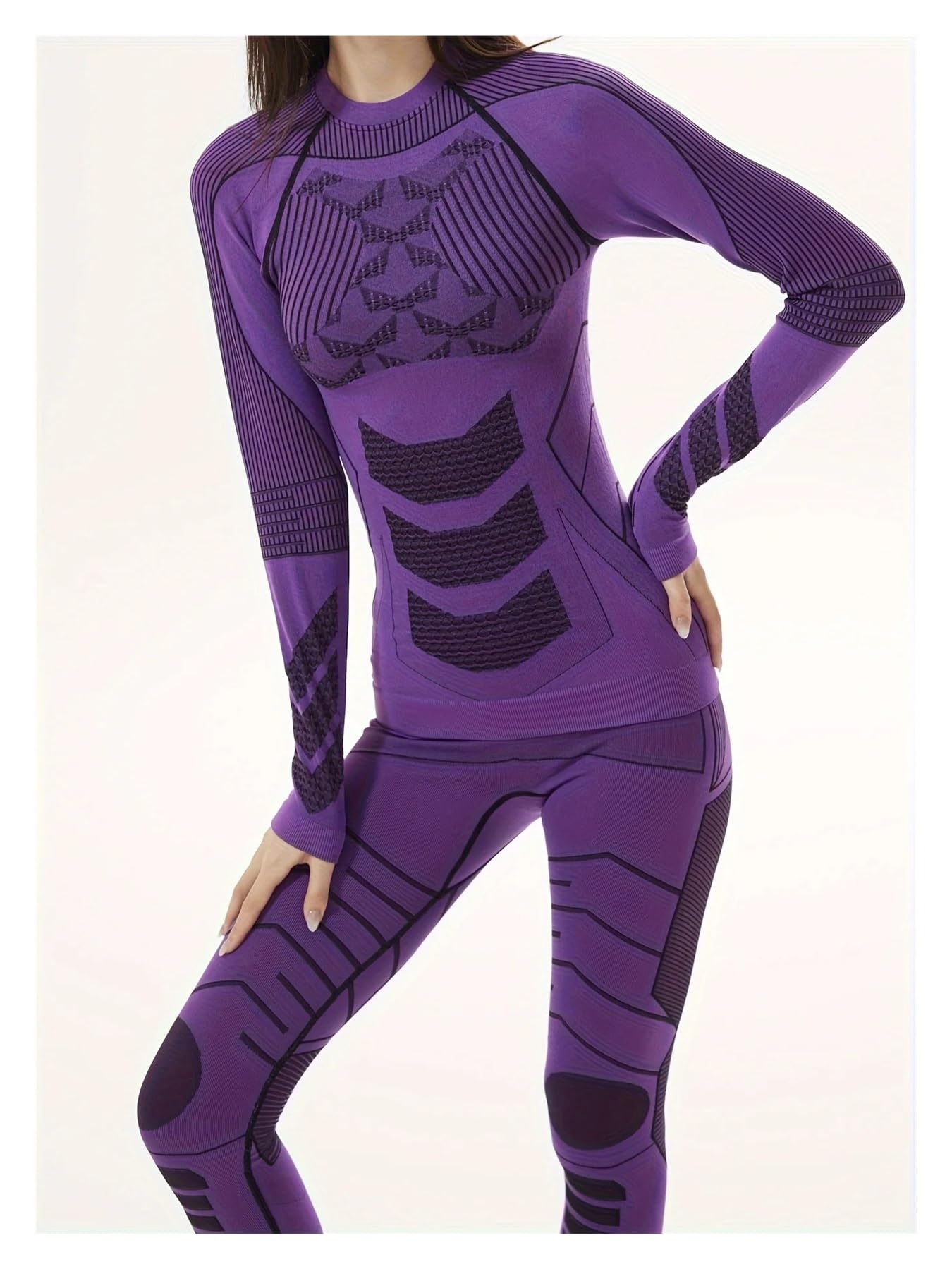 Conjunto TéRmico Transpirable Ropa Conjuntos de ropa interior de esquí cálida for invierno, ropa interior de esquí for hombre y mujer, tela de nailon comprimida, chándal de secado rápido Para El FríO