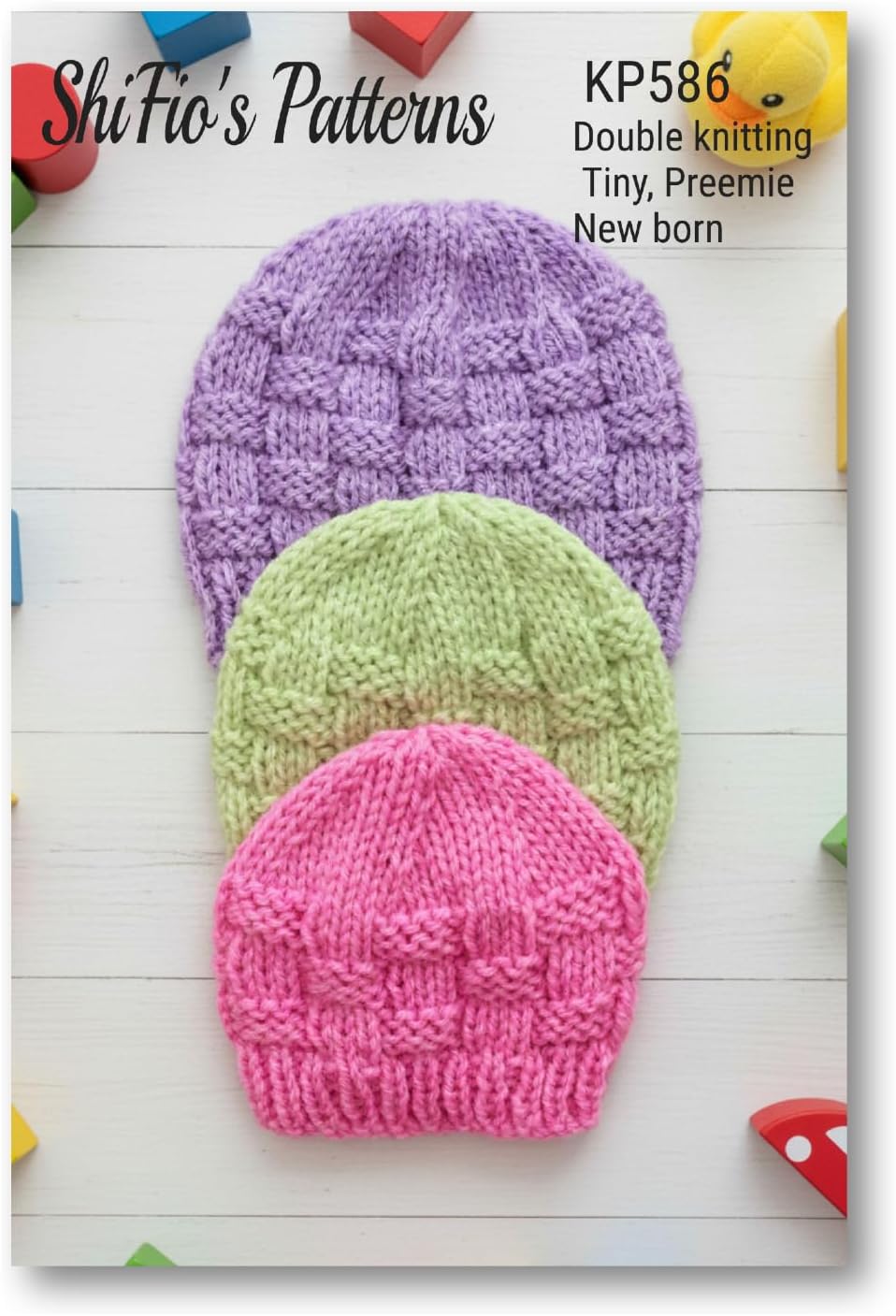 Knitting Pattern for Preemie Baby Hats, Sizes are Tiny, Premature and New-Born, Made in Double Knitting Yarn, 3 Sizes, Baby Hat Knitting Pattern, DK, KP586