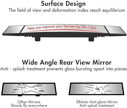 Miniatura 3 de MAMIKO Gran angular 15.2 "L x 3.15 "H Gran HD Trifold Carrito de Golf Espejo Panorámico para EZGO Yamaha Club Car