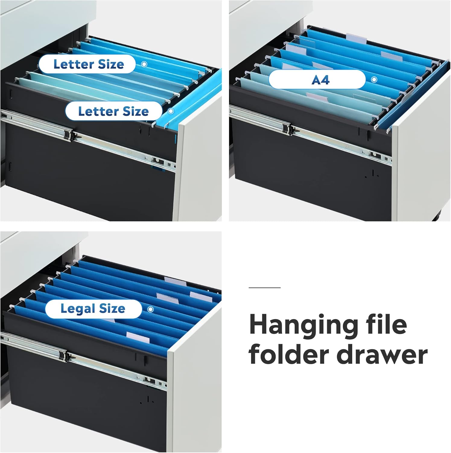 DEVAISE Locking File Cabinet, 3 Drawer Rolling Pedestal Under Desk, Fully Assembled Except Casters, White : Office Products