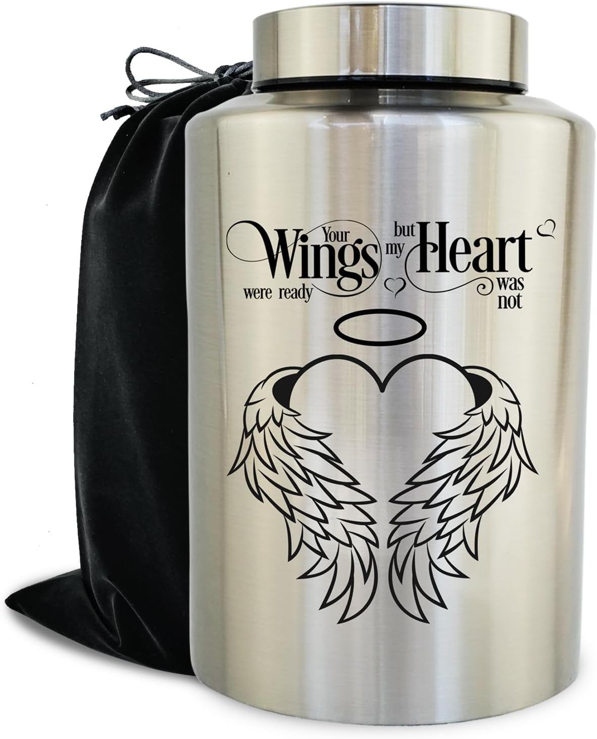220 lbs Large Urns for Adult Male Female Ashes, Decorative Funeral Cremation Keepsake Memorial Urn for Human Women Man Mom Dad Ashes(Heart Wings)