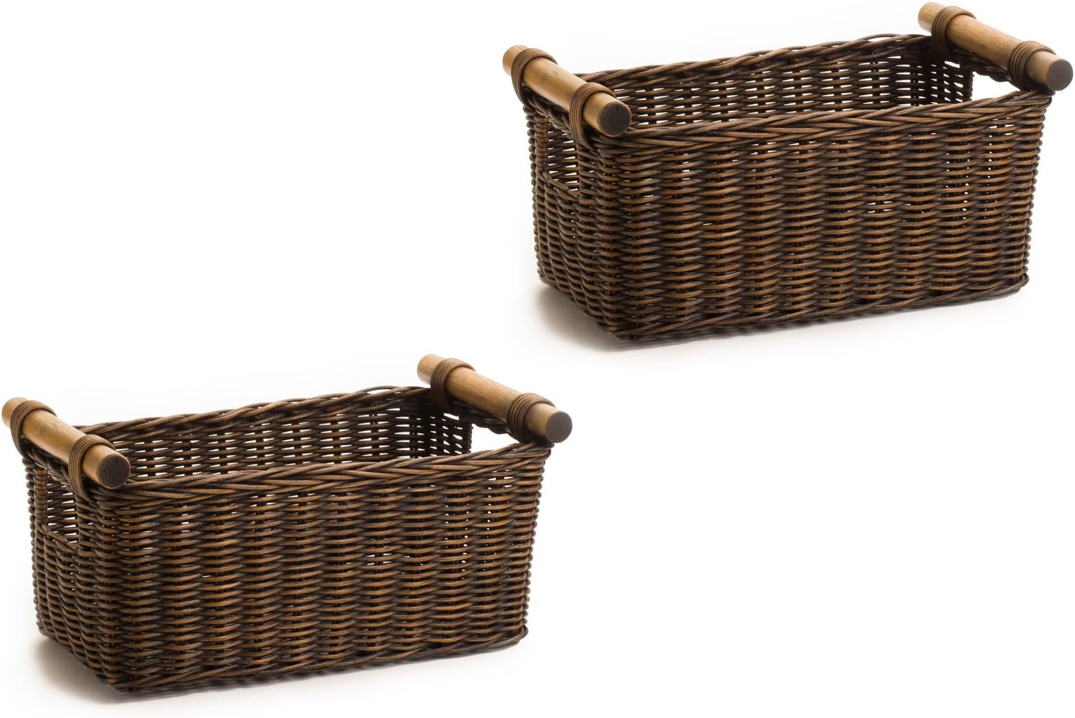 Petit Wicker Storage Basket, 2 pcs M, Walnut Brown