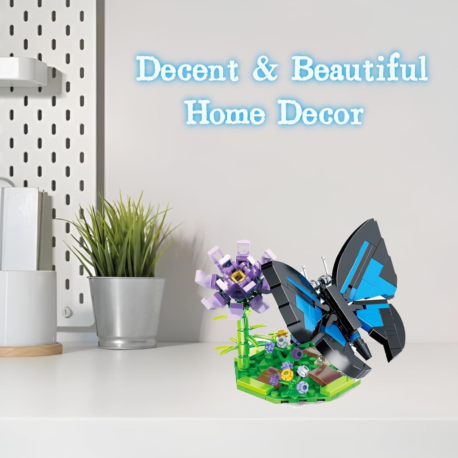 Ideas Insect Collection Toy Building Sets, Blue Morpho Butterfly with Flowers Nature Display Models for Home Decor, Fun Bug Gift for Animals Lovers Woman Teens Adults