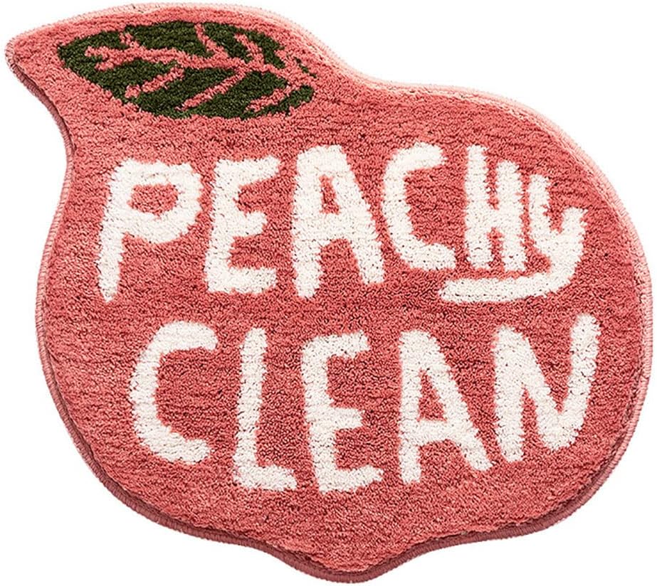 Non-Slip Bath Mat, 63 * 55cm Pink Peach Cute Simple Bathroom Floor Mat Super Soft and Water Absorbent for Bathroom, Shower, Bedroom, Kitchen, Doorway (2)
