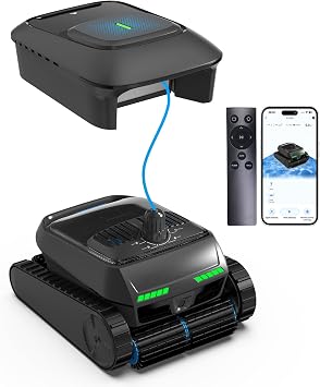 PC200 Automatic Robotic Pool Vacuum Cleaner with Skimmer, Smart Navigation, Pool Cleaner Robot for Surface, Walls, Waterline & Floor Cleaning, 10000GPH Suction, Self-Parking