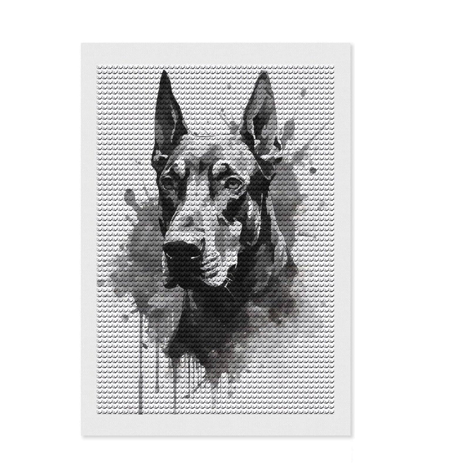 Junmoney Doberman Pinscher Portrait Crystal Diamond Art Kit 8"x12", Wall Art Gift, Aesthetic Room Decor, Modern Decor, Decorative Artwork
