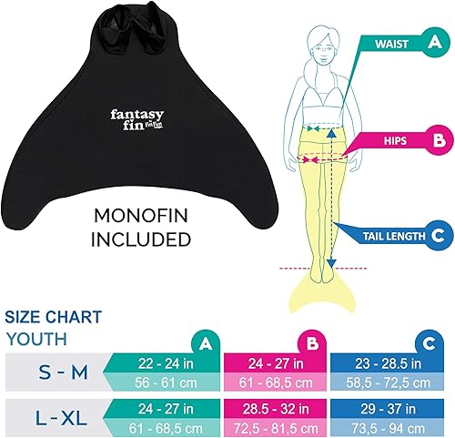 Miniatura 2 de Fin Fun Cola de sirena de fantasía para niñas y niños incluye monoaleta para nadar