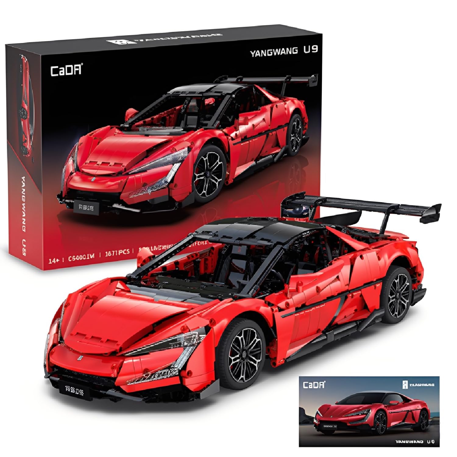 CaDA C64011W BYD Official Authorized 1:8 Yangwang U9 Building Set, Remote Control Race Car, 3671 PCS Collector Model for Adults, Tech Display Gift for