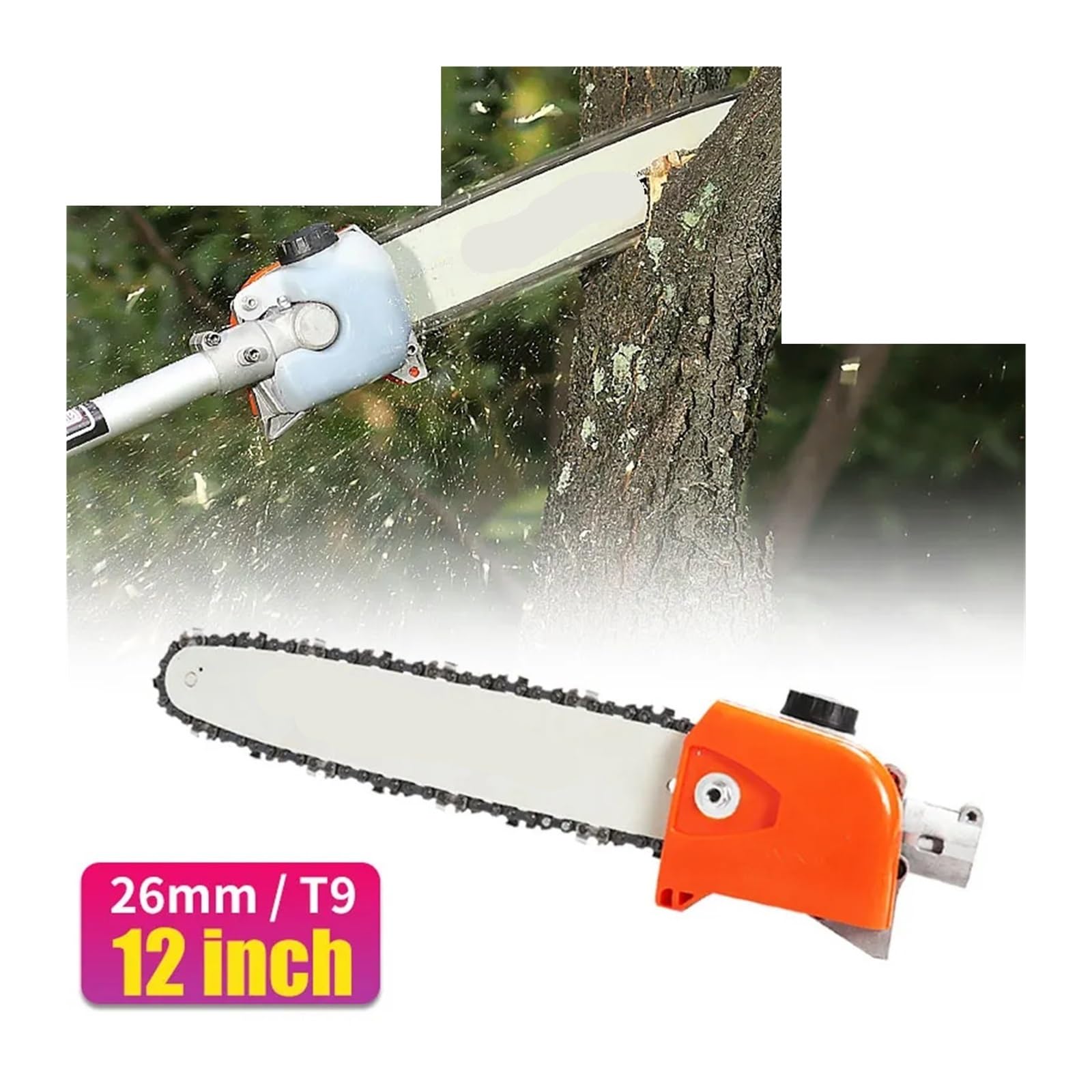 Genérico Cabezal de Motosierra de Rama Alta de 12 Pulgadas (35CM), Accesorios de desbrozadora de Gasolina, Piezas de cortadora de césped eléctrica, Herramientas de jardín