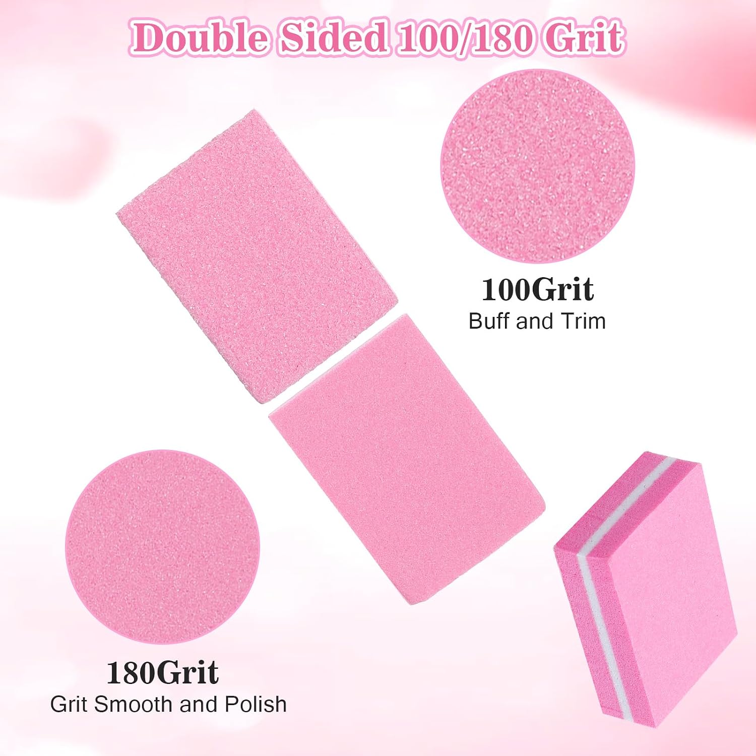 400 Pack Nail Buffers Block Bulk 100/180 Grit Double Sided Sponge Mini
