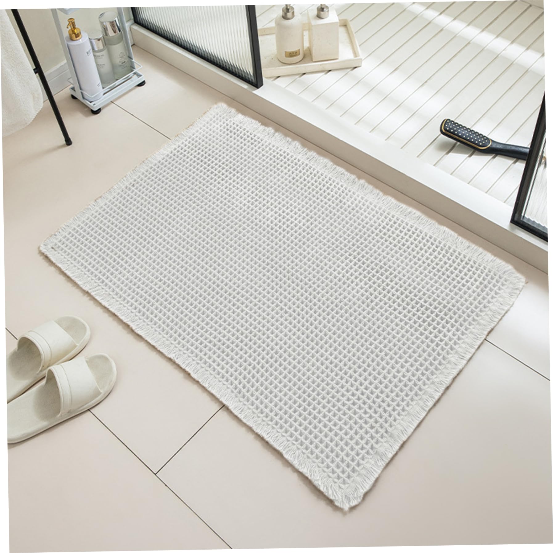 Tapis de bain gaufré anti-glisse 45x76 cm lavable en machine pour éviter l'eau sur le carrelage