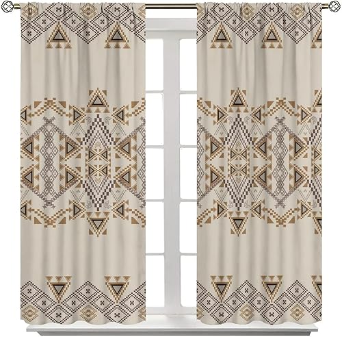Miniatura 8 de JESTRONRY Cortinas con estampado azteca, patrón geométrico tribal, estilo bohemio, cortinas opacas para puerta de ventana, para dormitorio, sala de
