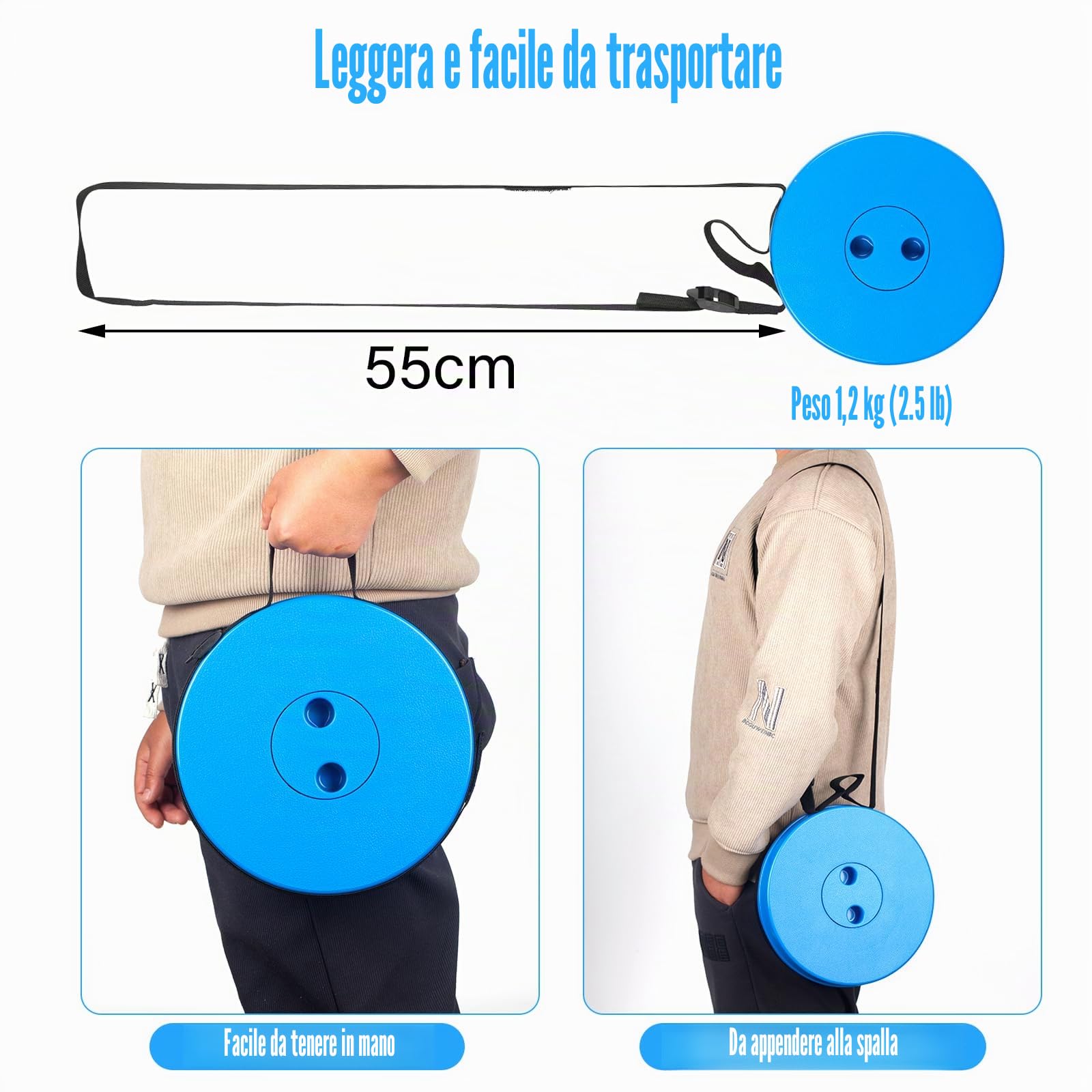 Sgabello Pieghevole Portatile, Sedia Portatile Regolabile in Altezza 6,5~45 cm, Sedie da Campeggio Telescopico per Esterni, Pesca, Barbecue, Carico Massimo 180kg /397lb