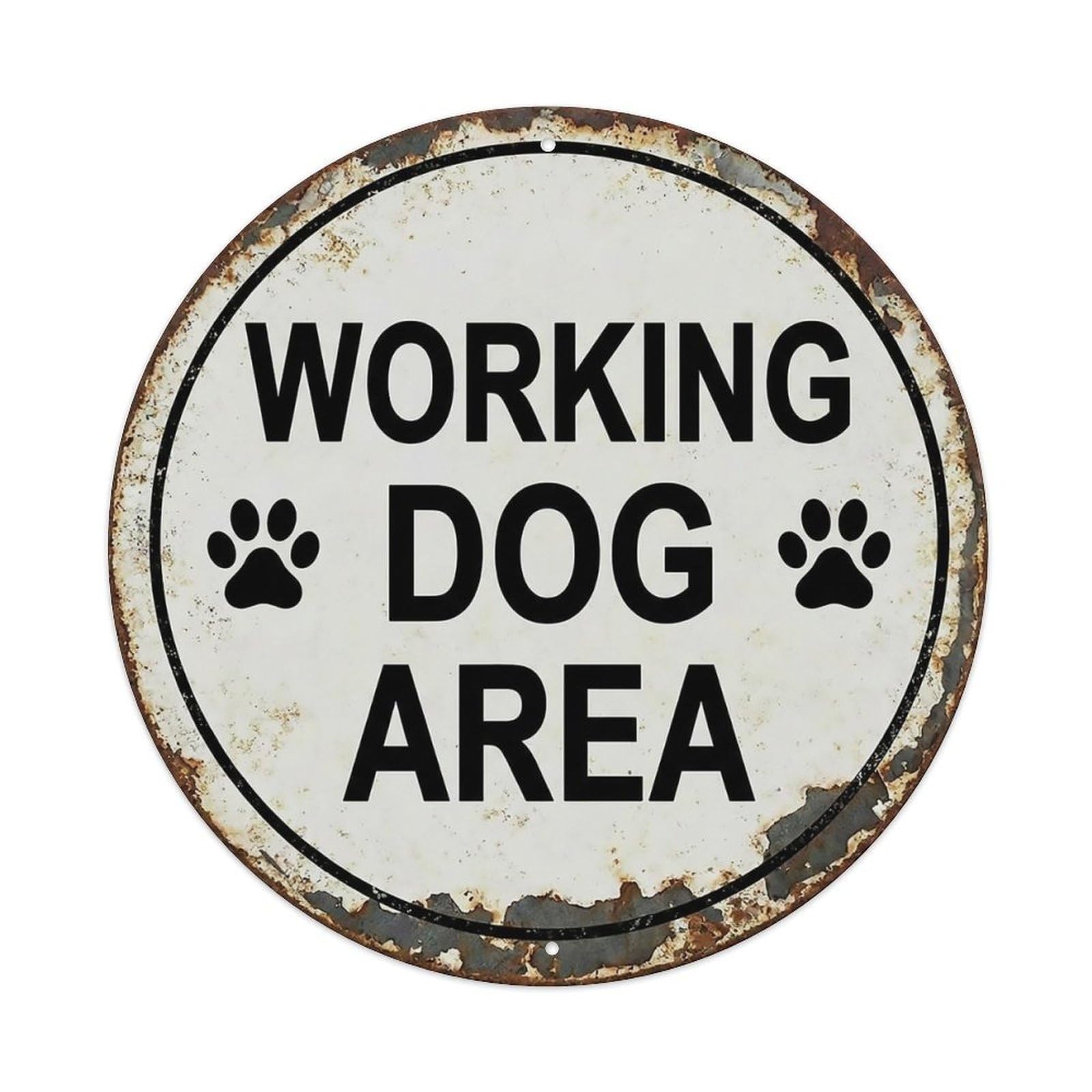 Vintage Working Dog Area Zone Metal Tin Sign