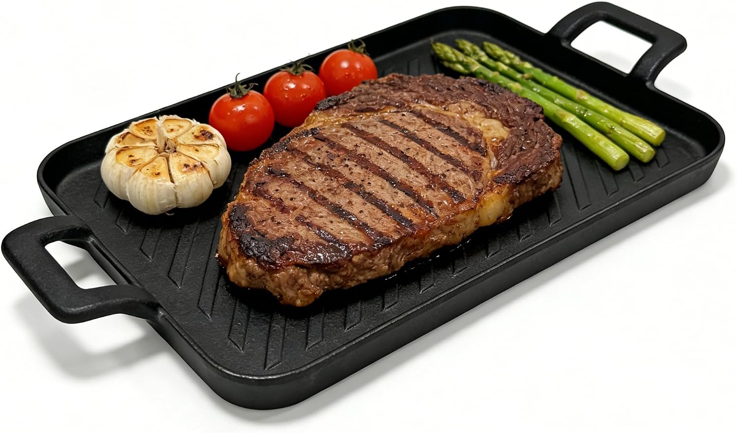 Cast Iron Grill Pan, Oven Grill Campfire Safe (9.8“ x 6.6")