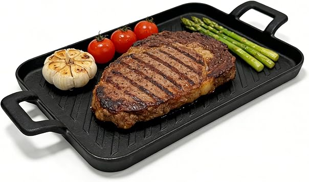 Cast Iron Grill Pan, Oven Grill Campfire Safe 9.8 x 6.6"