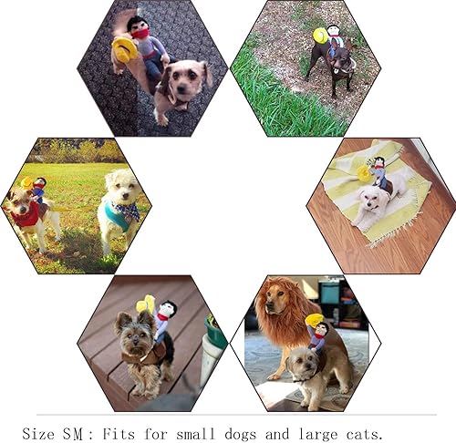 Miniatura 10 de Disfraz de vaquero para mascotas, disfraz de perro estilo jinete, traje de mascota para llevar perros (XS)