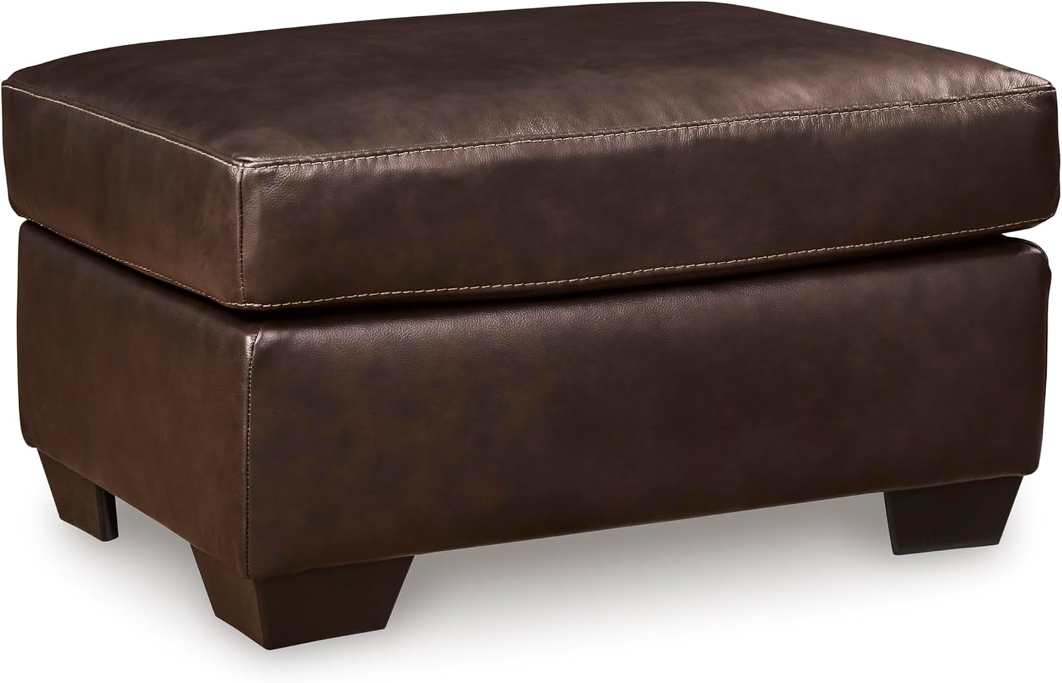 Signature Design by Ashley Santorine Classic Leather Match Rectangular Ottoman for Living Room, Dark Brown