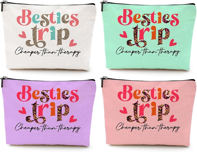Bestie Trip Set, Makeup Bag, Funny Girls Trip Gifts Favors, Girls Weekend Bestie Gifts, Best Friends Summer Vacation Birthday Graduation Cosmetic Bag Friendship Gift for Women Soul Sister