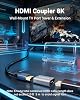 Acoplador HDMI VCELINK 8K, adaptador de extensión HDMI 2.1 hembra a hembra 6 piezas | Extiende 2 cables cortos, compatible con 8K@60Hz 4K@120Hz 48Gbps UHD 3D HDR eARC para laptop PC monitor Roku TV consola de juegos Xbox PS5 5