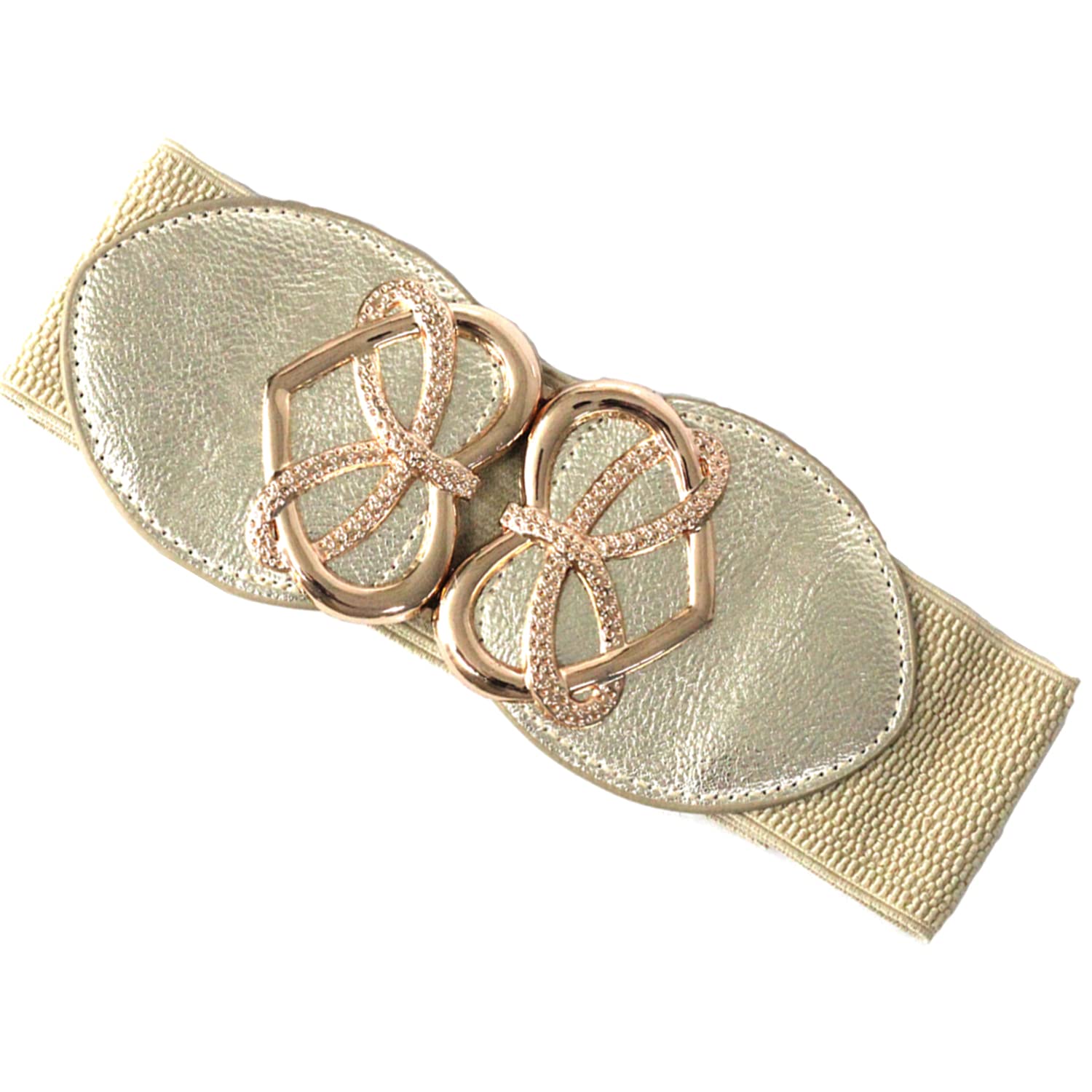 Trimming Shop Doré Ceinture Pour Femmes Filles Avec Diamant Clouté Doré Papillon Boucle, Extensible à Élastique Large Décontracté Fête Célébration