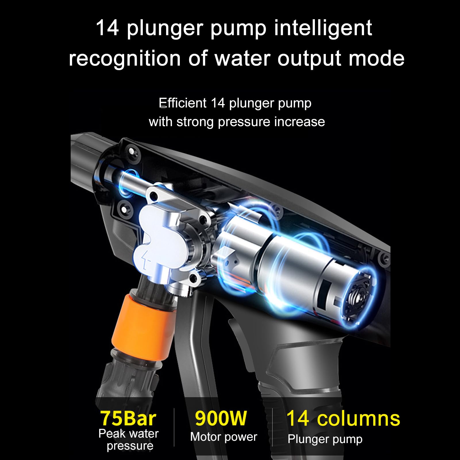 Idropulitrice A Batteria con Kit di Accessori, Nuovo Ugello Regolabile Aggiornato, Idropulitrice A Getto d'Acqua Ad Alta Pressione in Metallo per La Pulizia E Il Lavaggio Dell'auto(Color:A)