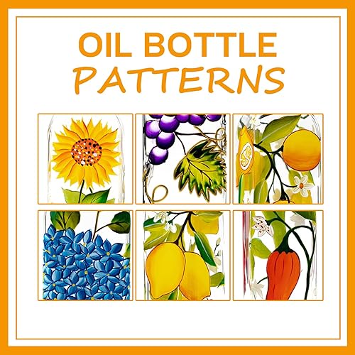 Miniatura 3 de Botella de vidrio para aceite de oliva pintada a mano, de 500 ml, ideal para aceite y vinagre, de color verde, con vertedores, para la cocina