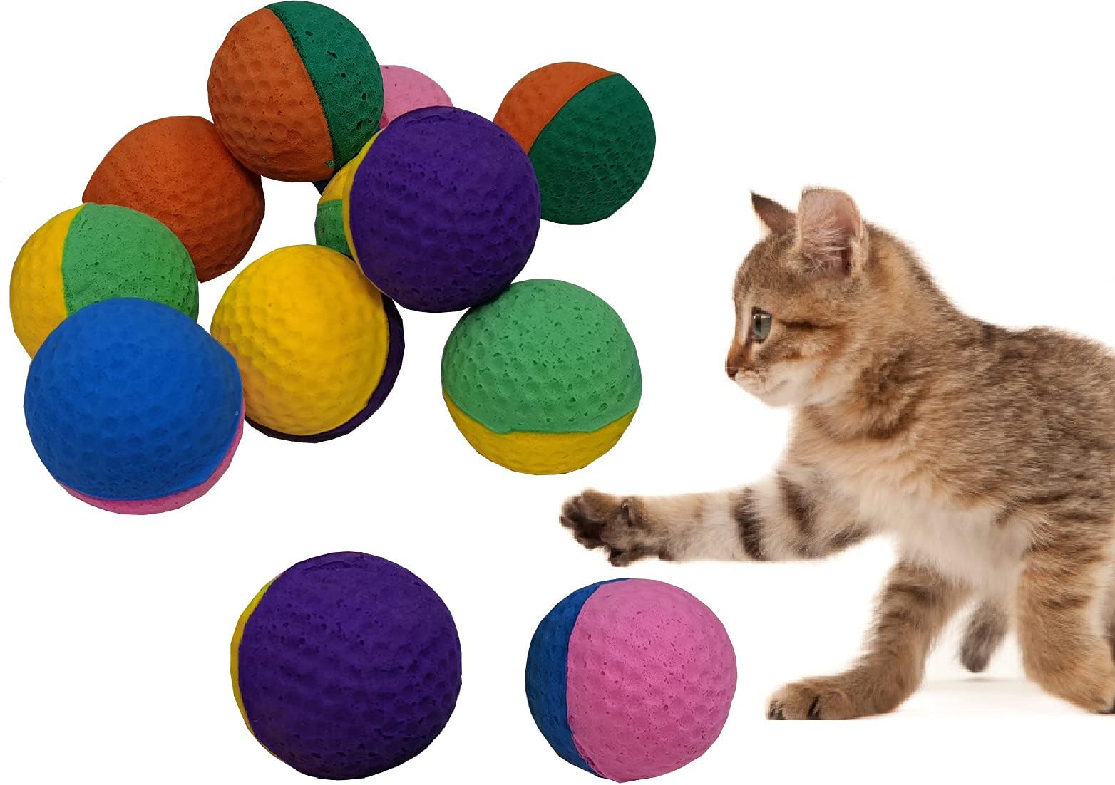 Bepets 12PCS Foam Balls for Cats, Colorful Rainbow Ball