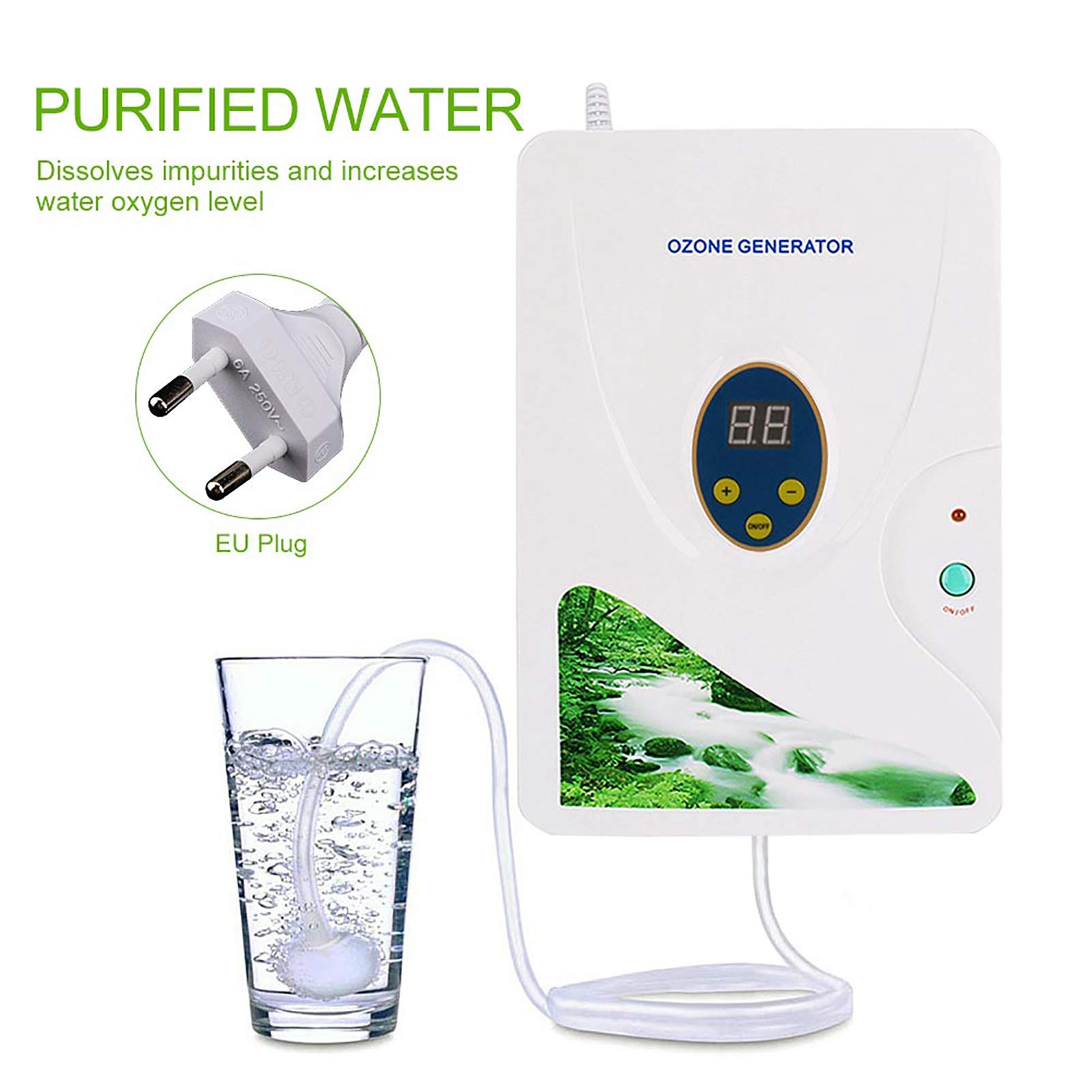 Ozongenerator 600mg/h, Ozon Wasser Generator Mehrzweck Ozonizer Luftreiniger Ozongenerator Geruchskiller, für Auto Zimmer Rauch Haustiere entgiftung gemüse