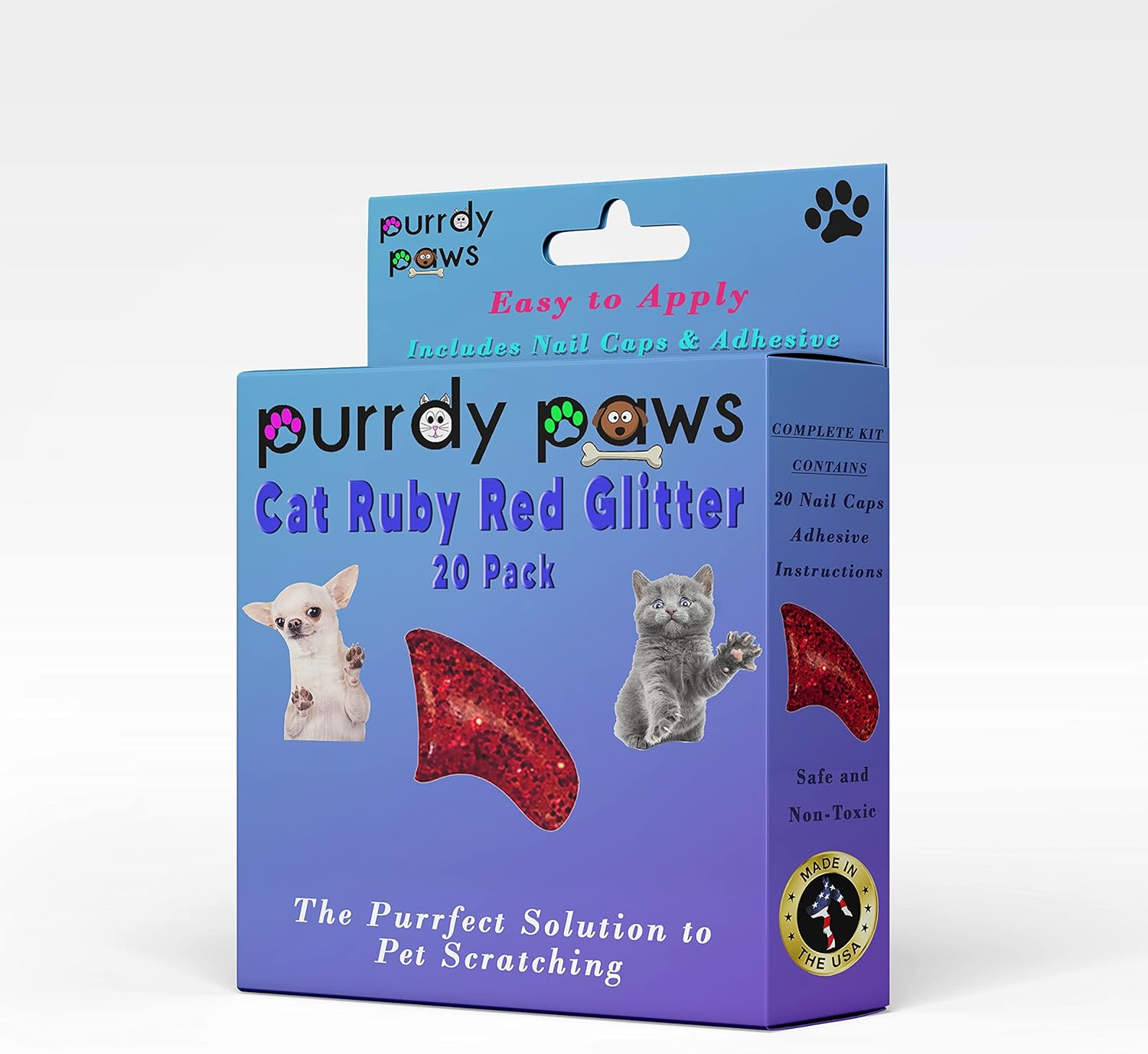 Purrdy Paws Soft Nail Caps for Cat Claws Ruby RED Glitter Medium : Pet Supplies