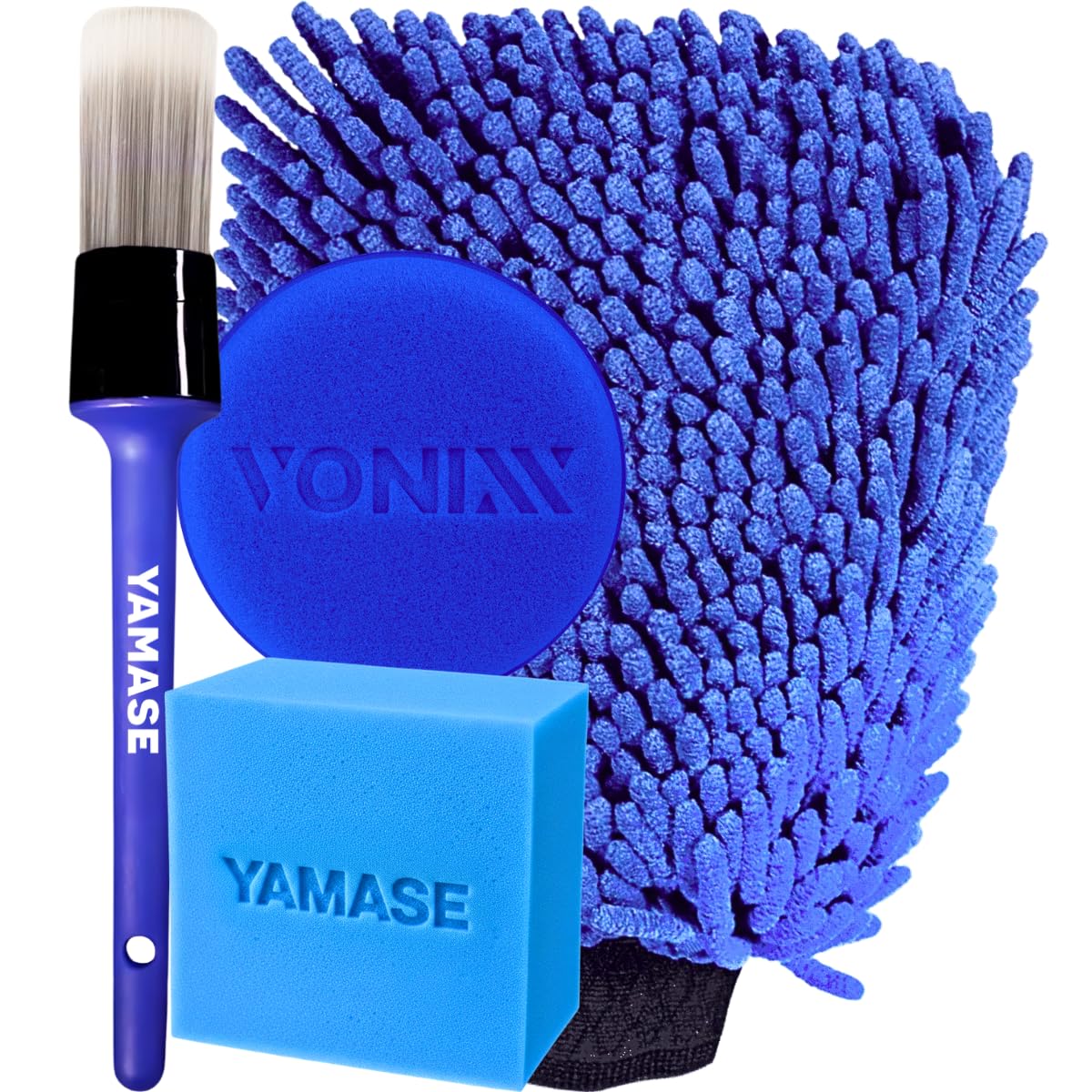 Pincel Interno Yamase + Luva de Microfibra para Lavar Carro +