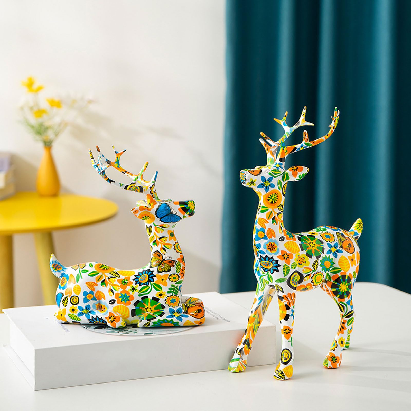 Elch Hirsch Deko Figuren,Modern Rentier Weihnachtsdeko,Modern Rentier Weihnachtsdeko,Stehende Elch für Tisch,Modern,Weihnachtsfiguren,Gold,Weihnachten Deko Innen