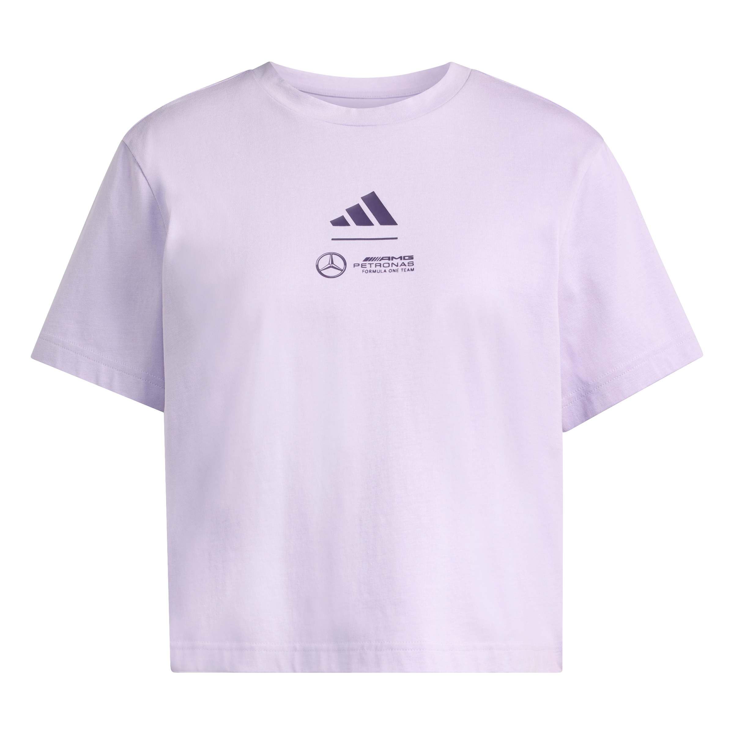 adidas Women's Mercedes - AMG Petronas Formula ONE Team Premium Woven Crop TEE Women, Powder Plum, L