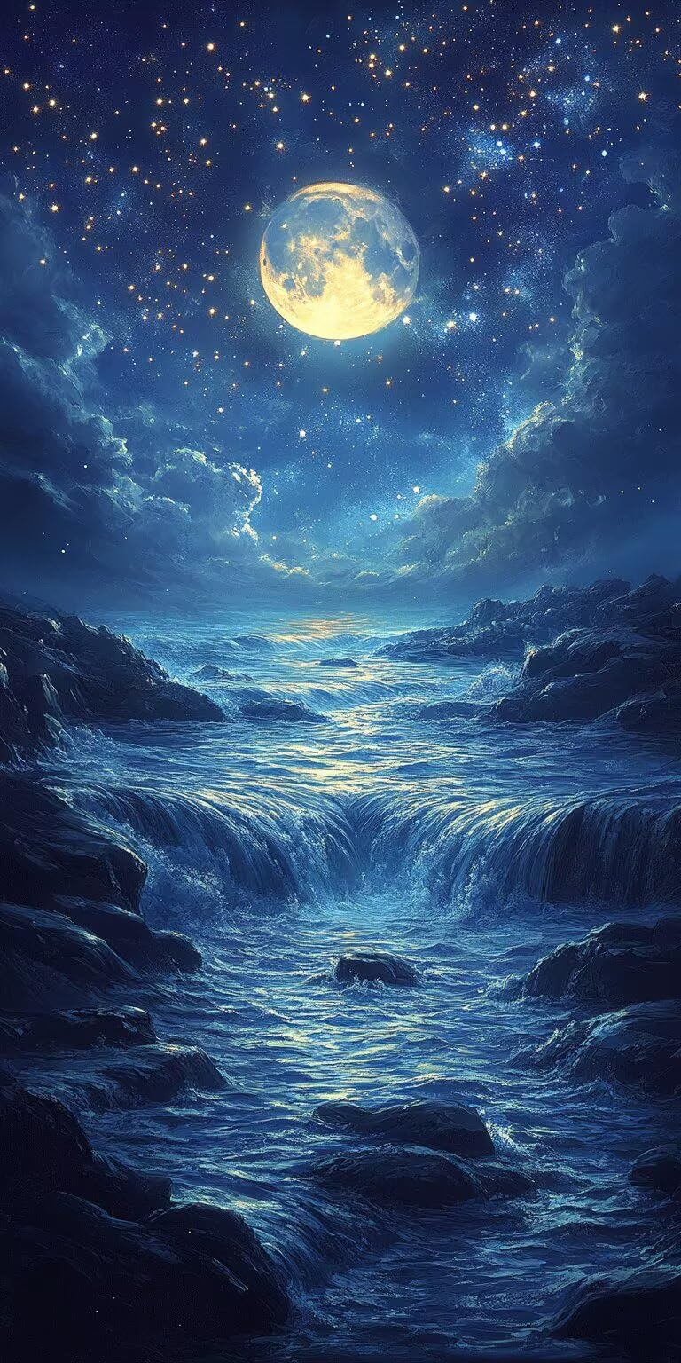 Pintar por Numeros Adultos Luna Lienzos 50x100cm, Cielo estrellado, k-482