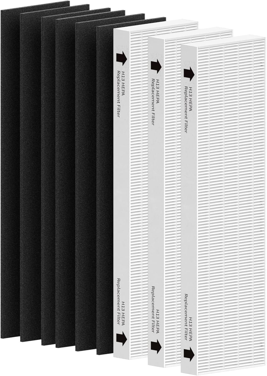 2 Pack Replacement Filter for Fellowes AeraMax 290/300/DX95 Purifiers and HF-300/AP-300PH, Fits Part# 9287201 & 9324201, 2 Filter and 6 Carbon Filter