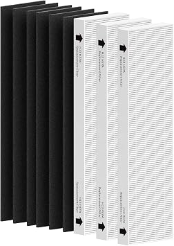 3 Pack Replacement Filter for Fellowes AeraMax 90/100/DX5/DB5 Purifiers, Fits Part# 9287001 & 9324001, 3 Filter and 6 Carbon Filter
