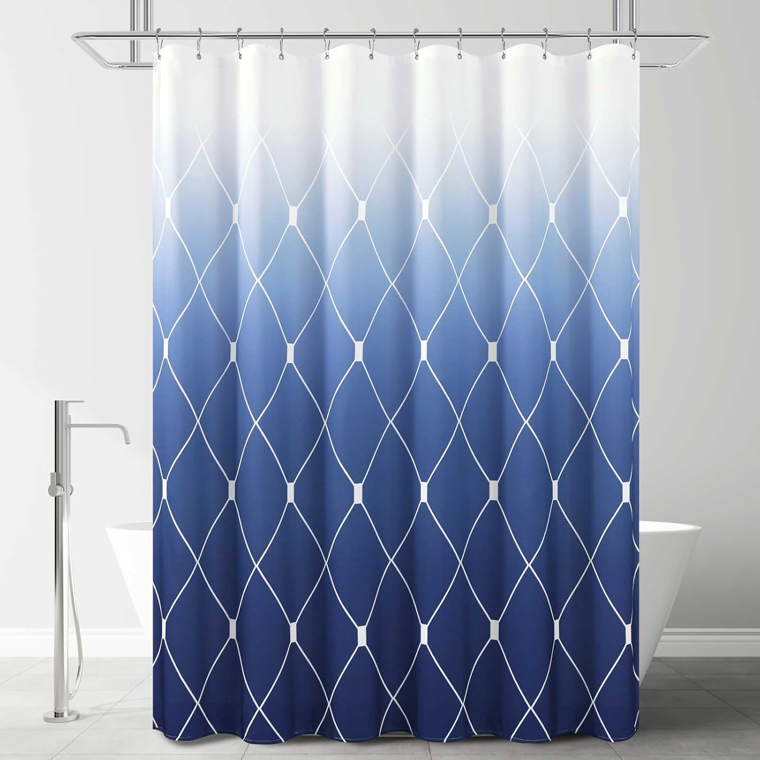 SMABU Navy Blue Shower Curtains Blue Shower Curtain Blue Ombre Shower Curtain Set