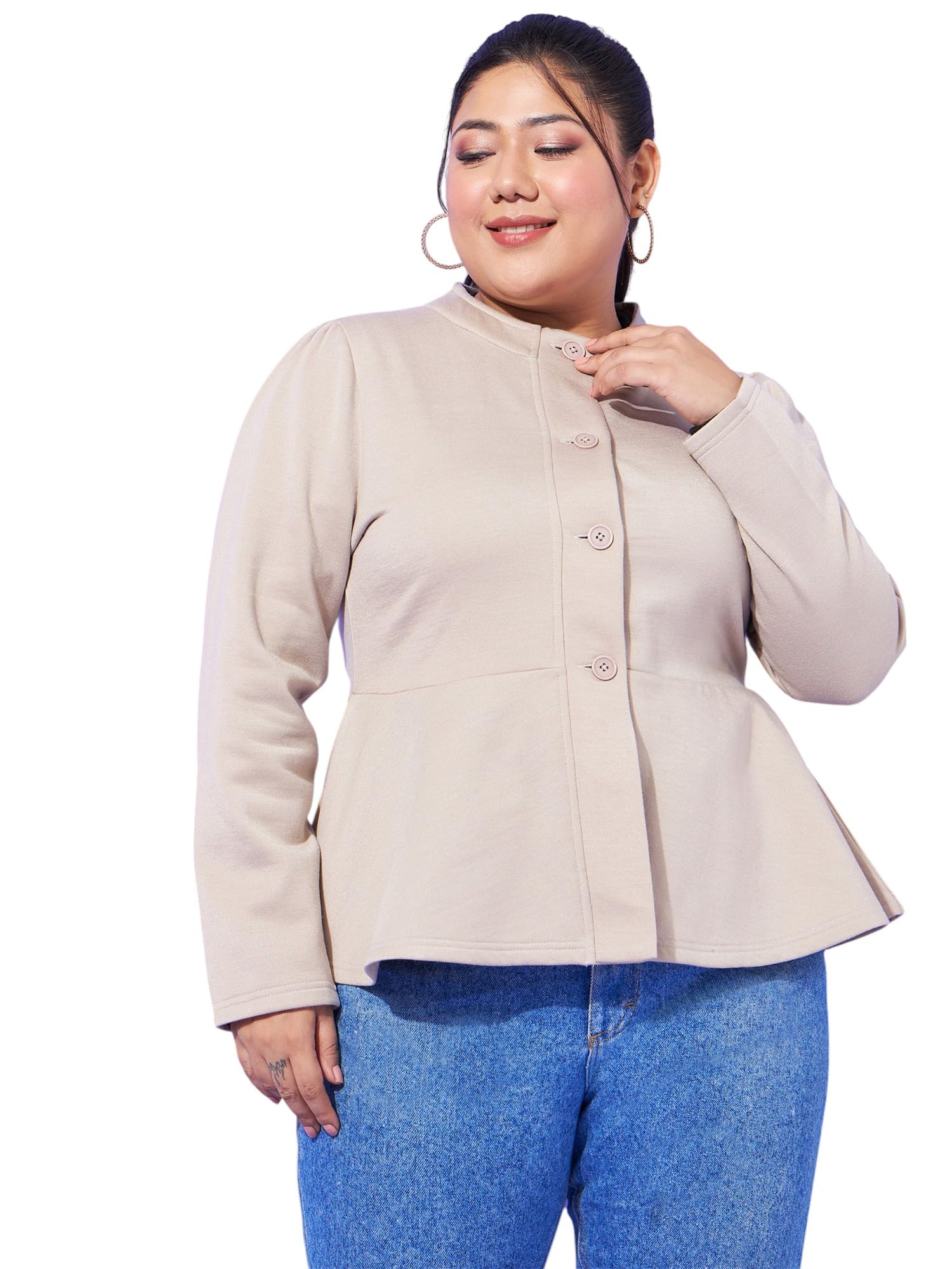 SASSAFRAS Women's Peplum Jacket in neutral
