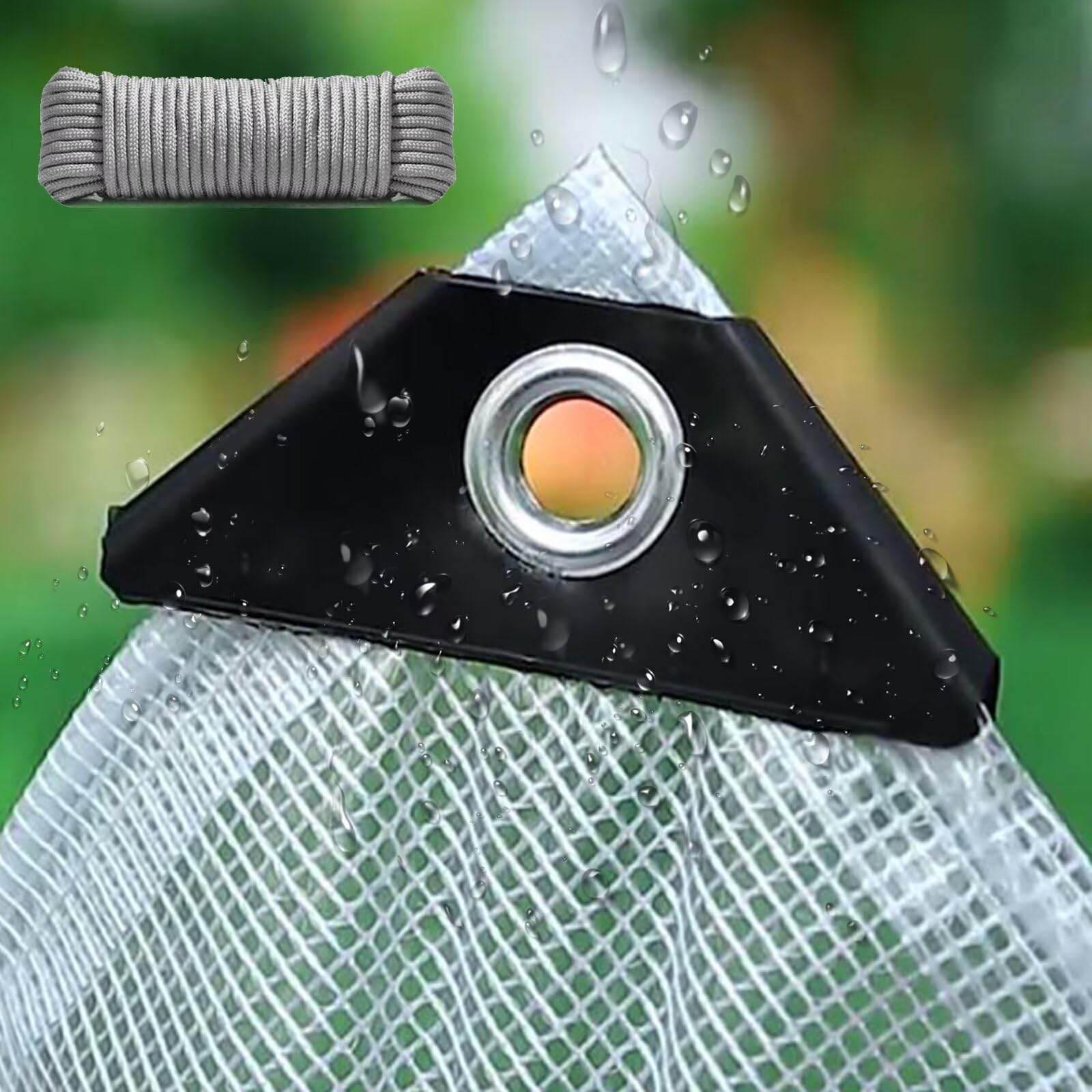 2.9 m x 3.9 m Tarpaulin Strengthened Waterproof Heavy Duty - Clear Tarp Sheet - Premium Quality Cover Made of 200gram/sm Reinforcing Mesh, for Camping Fishing Gardening Pets