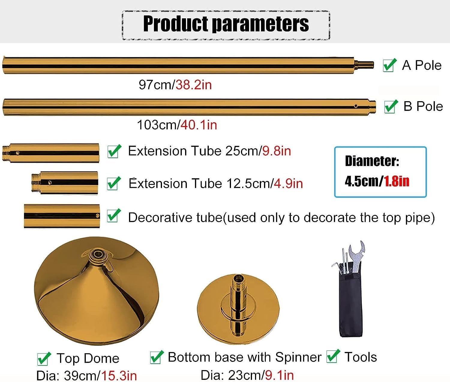 Amazon.co.jp: ポールダンス フィットネス ゴールドスピニング