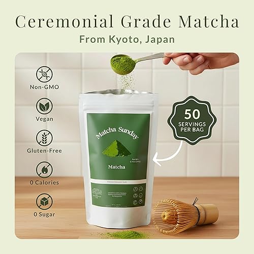 Miniatura 2 de Matcha Sunday Matcha de grado ceremonial  Kyoto, Japón  Polvo de té verde finamente molido  Verde vibrante (1.75 oz)