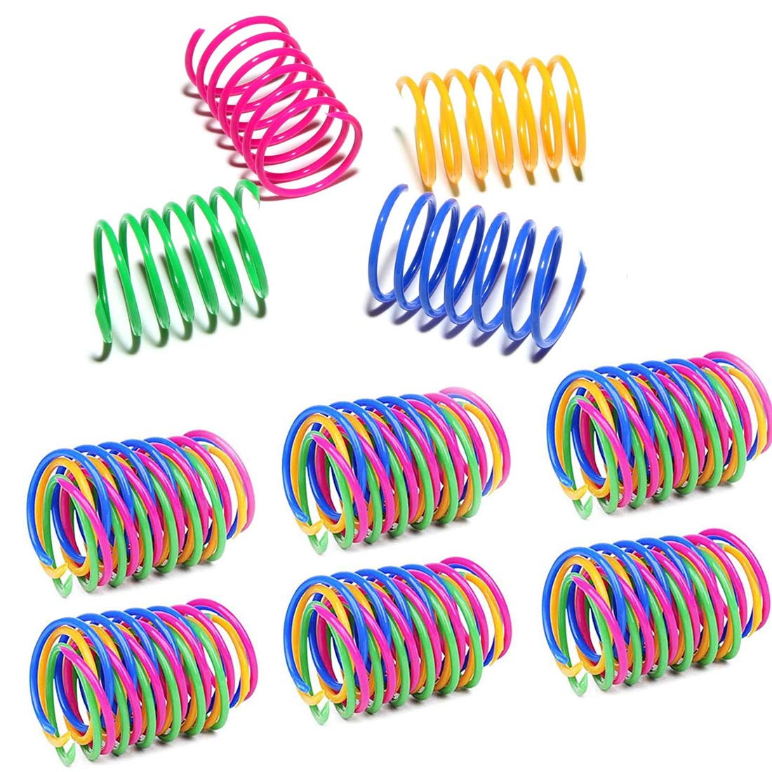 HONGECB Plástico Muelles en Espiral Colorido, 24 Piezas Juguete para Gato en Espiral, Muelle Colorido Juguete para Gato, Juguete Colorido Interactiva para Gato Mascotas Regalo de Novedad