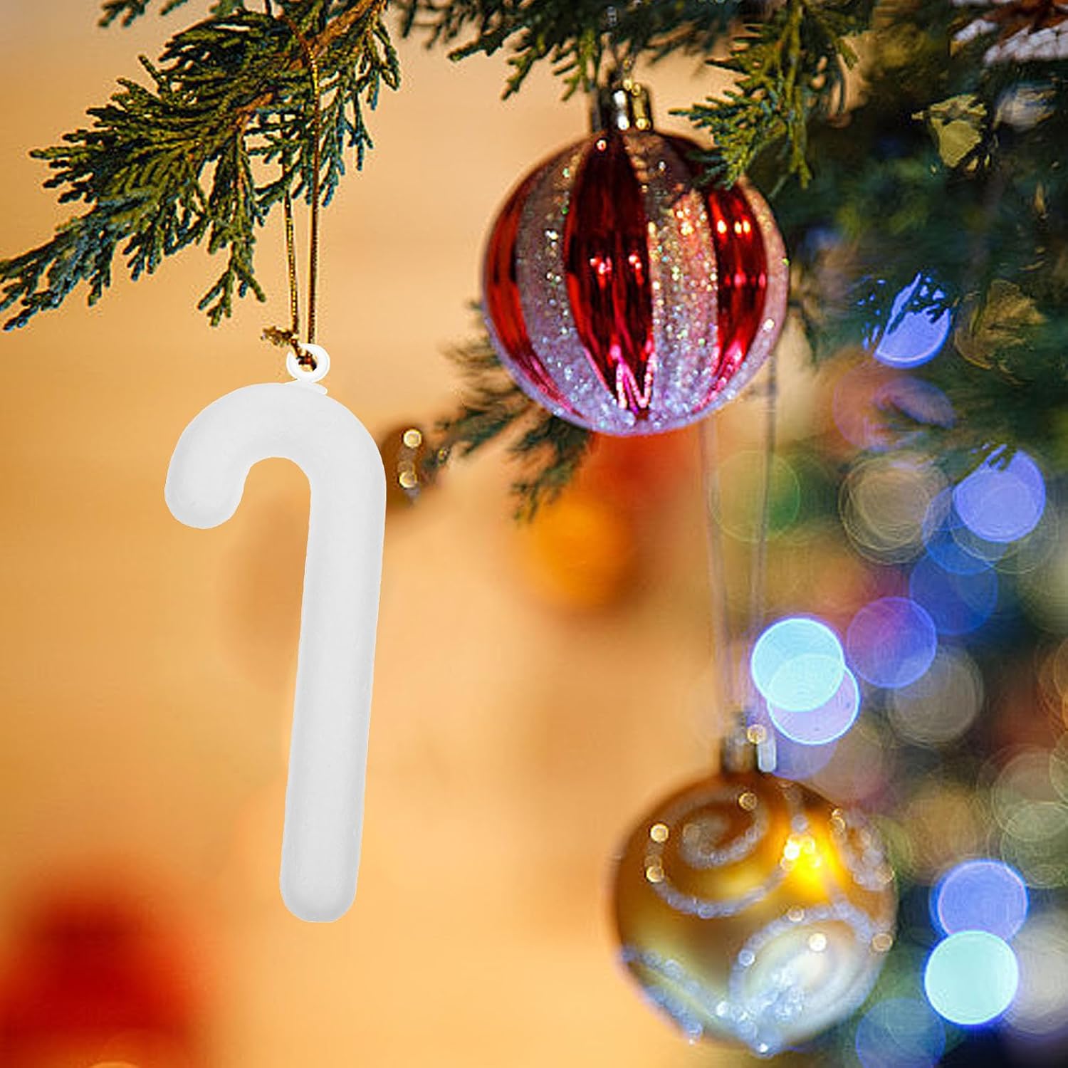 20Pcs Christmas Lollipop Ornament Craft Foam Candy Cane Foam Candy Cane Hanging Tag Christmas White Ornament Craft Styr-ofoam Shape Christmas Canes Decoration