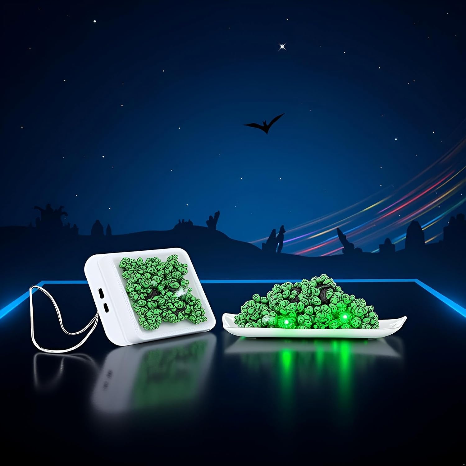 2 Pcs 3D Green Alien Slices Halloween Nails Accessories Soft Polymer Clay Flakes Charms Nail Art Supplies Slime for DIY Crafts DIY Nail Jewelry Art (This product is not suitable for children under 12)