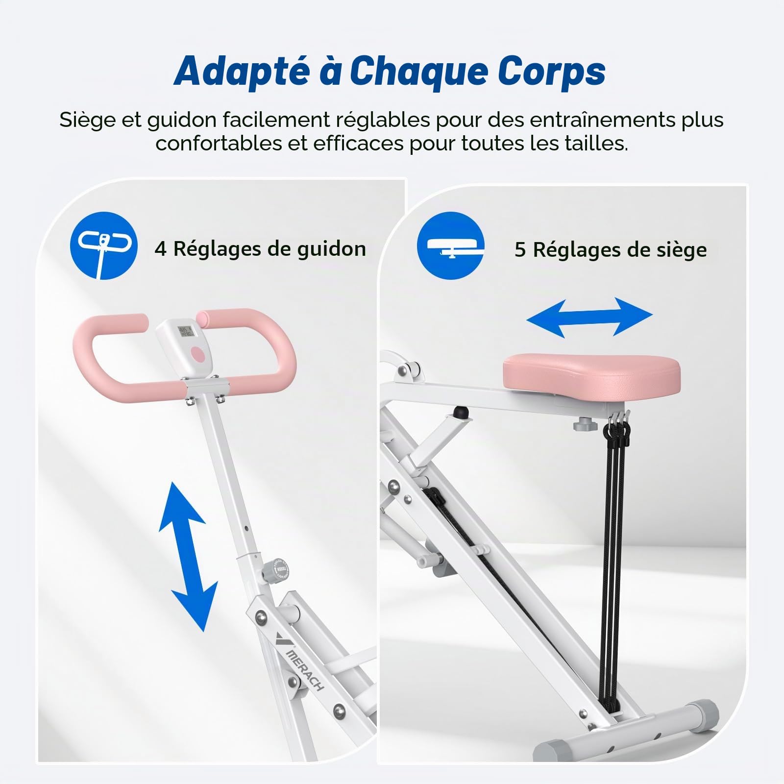 MERACH 2-en-1 Machine à Squats et Rameur, Appareil de Squat Pliable, Machine pour Fessiers, Jambes et Abdominaux, Montage en 10 Min pour la Maison et la Salle de Sport, Charge Max 160KG