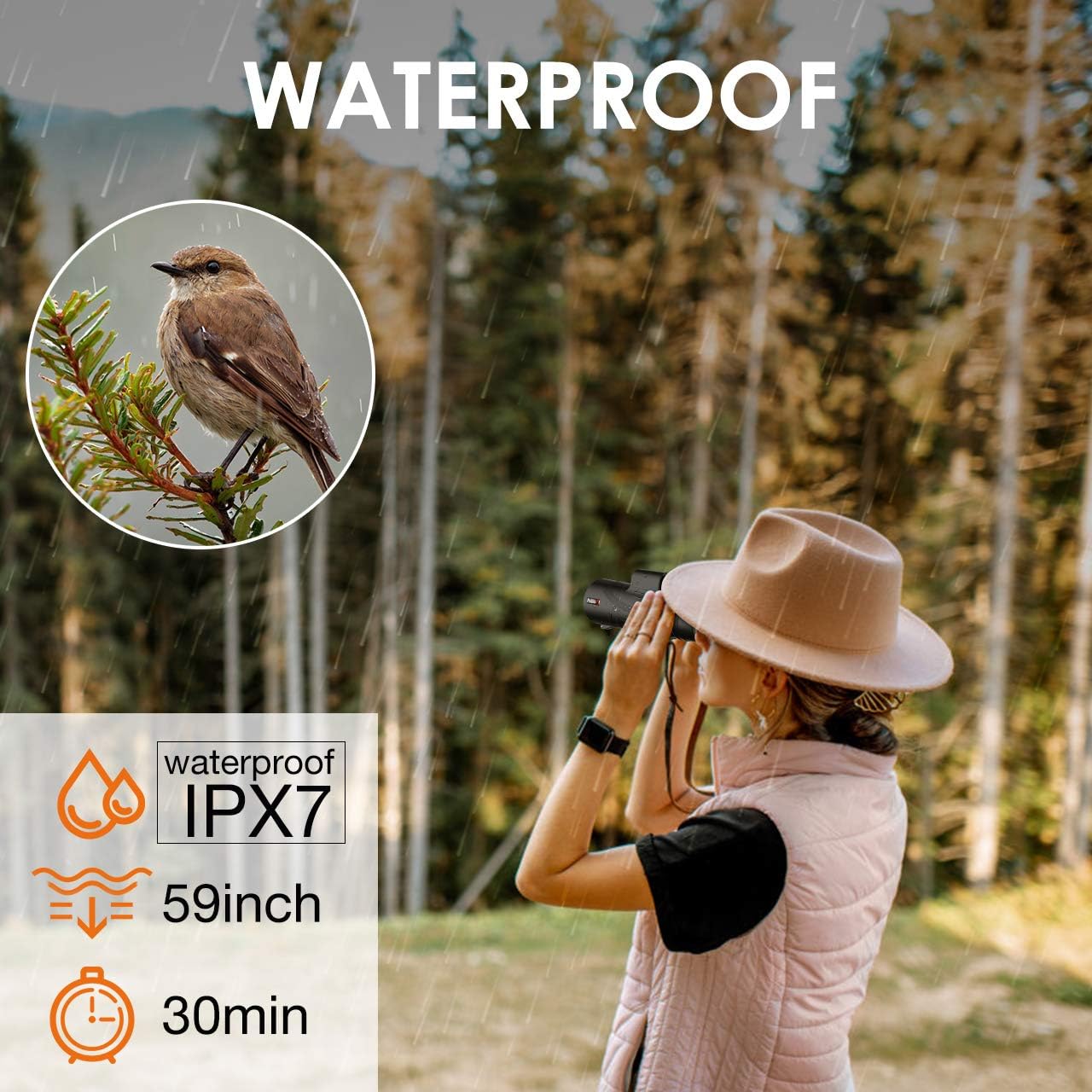 Get Discount Offer Monocular Telescope - 12X42 High Power Monocular for Bird Watching, IPX7 Waterproof Monocular Made by Hyper FMC BAK4 Prism & Eco-Friendly Materials