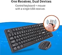 Vista 2 de Manhattan Combo de teclado y mouse inalámbricos, juego de teclado inalámbrico USB de tamaño completo con dongle de 2.4 GHz para PC, computadora