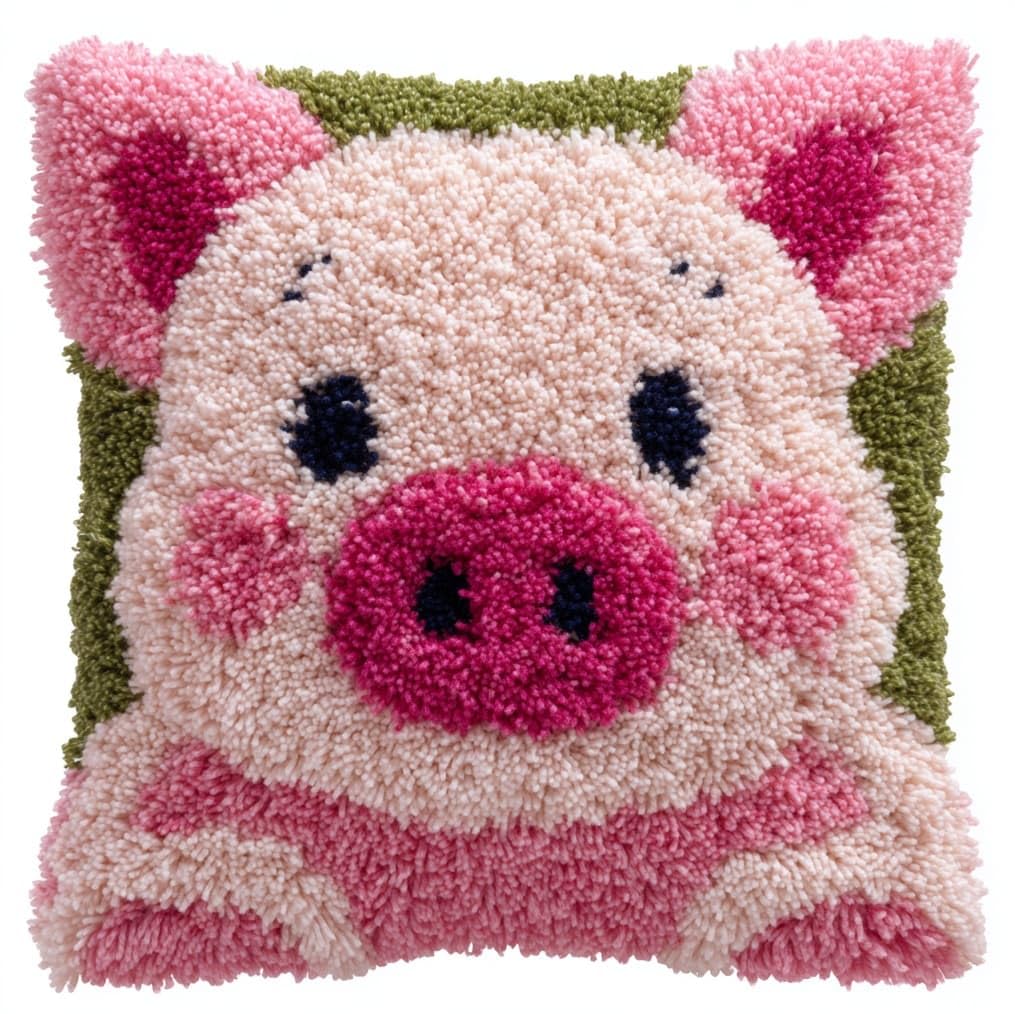 AxiangziK Latch Hook Cushion Kit for Beginners,Animal Pig