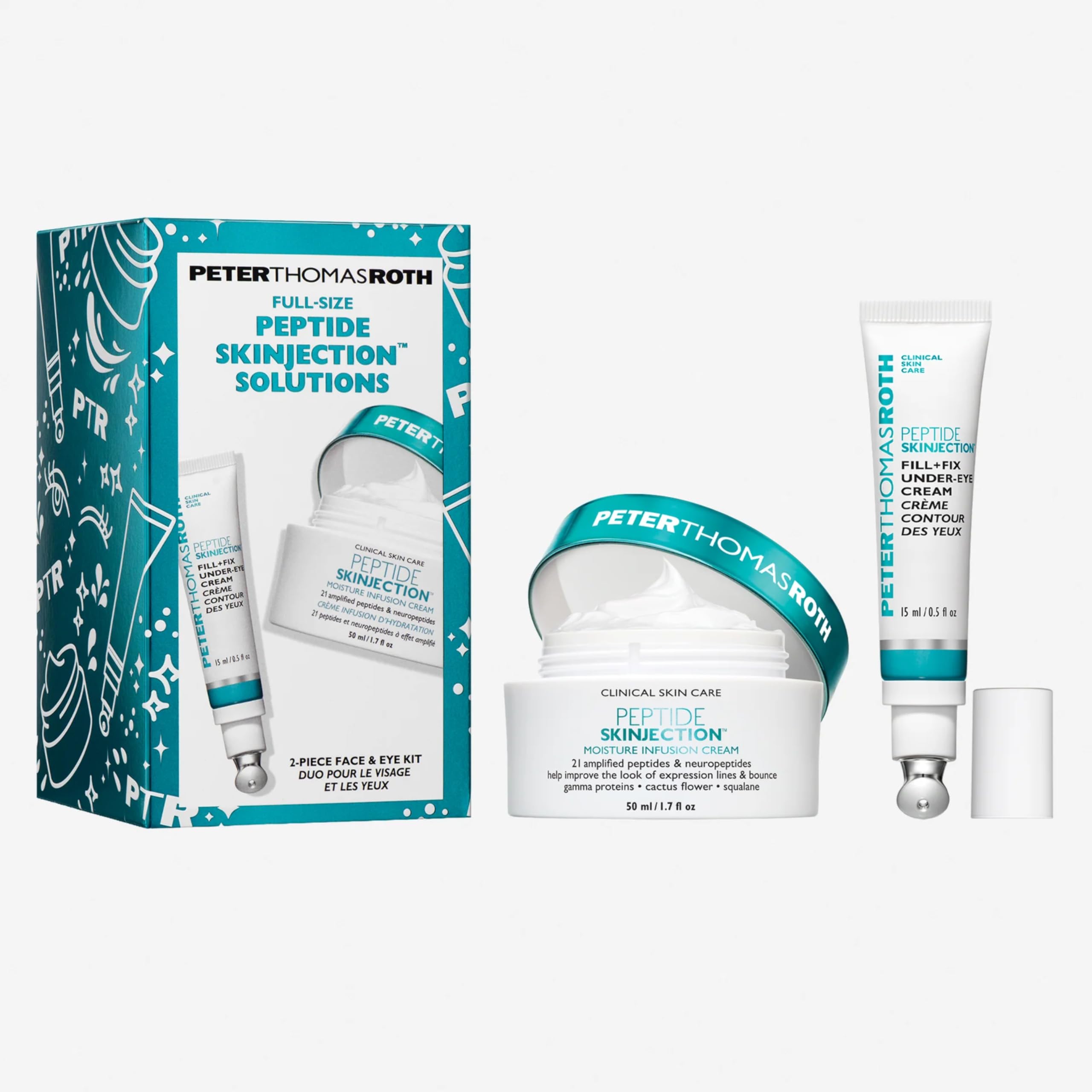 Peter Thomas Roth Peptide Skinjection™ 2-Piece Kit – Face & Eye Set mit Peptiden & Hyaluronsäure – Straffende Augencreme & Feuchtigkeitscreme – Anti-Aging Pflege für glatte Haut