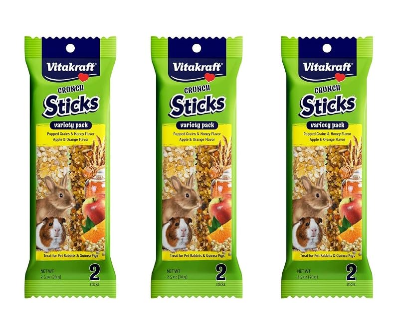 Petisco mastigável para coelhos e porquinhos-da-índia Vitakraft, palitos crocantes sortidos, pacote com 6